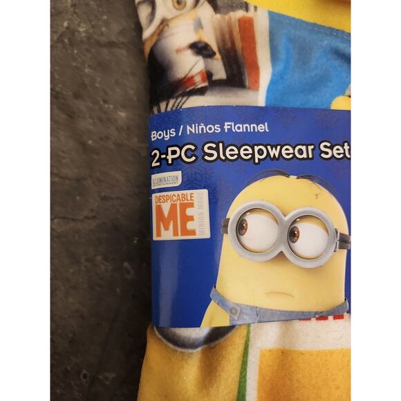 Minions Flannel Pajamas‎ Sleepwear Set Size 4 / 5 block Minion Boys 2 Pcs New - Picture 2 of 9